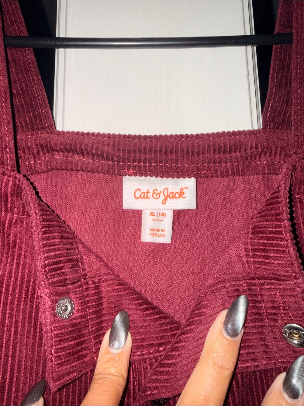 Cat & Jack Girls XL 14 Burgundy Corduroy Button Front Jumper Dress - Picture 3 of 7